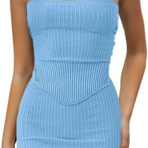 Bandeau Crop Top and Bodycon Skirt Two Piece Outfit